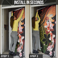 Hawaiian and Japanese Door Cover Koi Fish With Kanaka Polynesian Tattoo - Wonder Print Shop