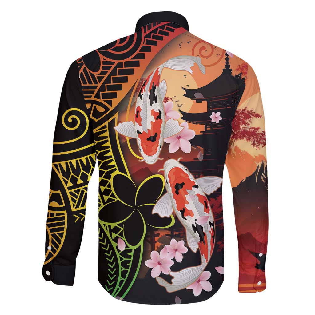 Hawaiian and Japanese Family Matching Mermaid Dress and Hawaiian Shirt Koi Fish With Kanaka Polynesian Tattoo - Wonder Print Shop