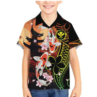 Hawaiian and Japanese Family Matching Mermaid Dress and Hawaiian Shirt Koi Fish With Kanaka Polynesian Tattoo - Wonder Print Shop
