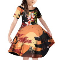 Hawaiian and Japanese Family Matching Off Shoulder Short Dress and Hawaiian Shirt Koi Fish With Kanaka Polynesian Tattoo - Wonder Print Shop