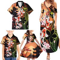 Hawaiian and Japanese Family Matching Summer Maxi Dress and Hawaiian Shirt Koi Fish With Kanaka Polynesian Tattoo - Wonder Print Shop