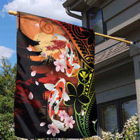 Hawaiian and Japanese Garden Flag Koi Fish With Kanaka Polynesian Tattoo - Wonder Print Shop