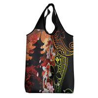 Hawaiian and Japanese Grocery Bag Koi Fish With Kanaka Polynesian Tattoo - Wonder Print Shop