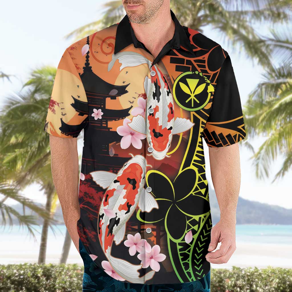 Hawaiian and Japanese Hawaiian Shirt Koi Fish With Kanaka Polynesian Tattoo - Wonder Print Shop