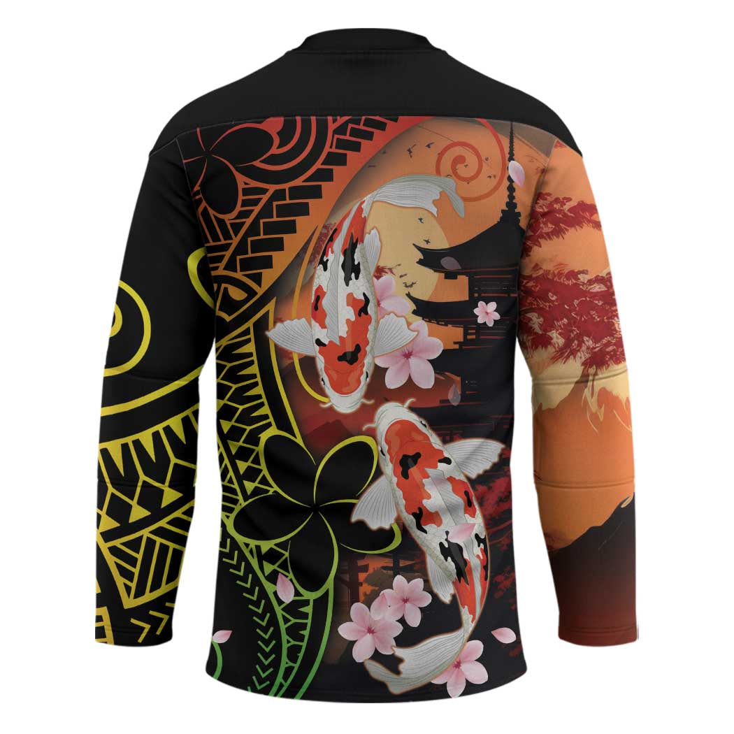 Hawaiian and Japanese Hockey Jersey Koi Fish With Kanaka Polynesian Tattoo - Wonder Print Shop