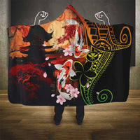 Hawaiian and Japanese Hooded Blanket Koi Fish With Kanaka Polynesian Tattoo - Wonder Print Shop
