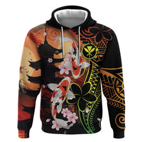 Hawaiian and Japanese Hoodie Koi Fish With Kanaka Polynesian Tattoo - Wonder Print Shop