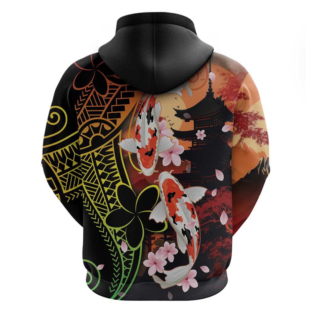 Hawaiian and Japanese Hoodie Koi Fish With Kanaka Polynesian Tattoo - Wonder Print Shop