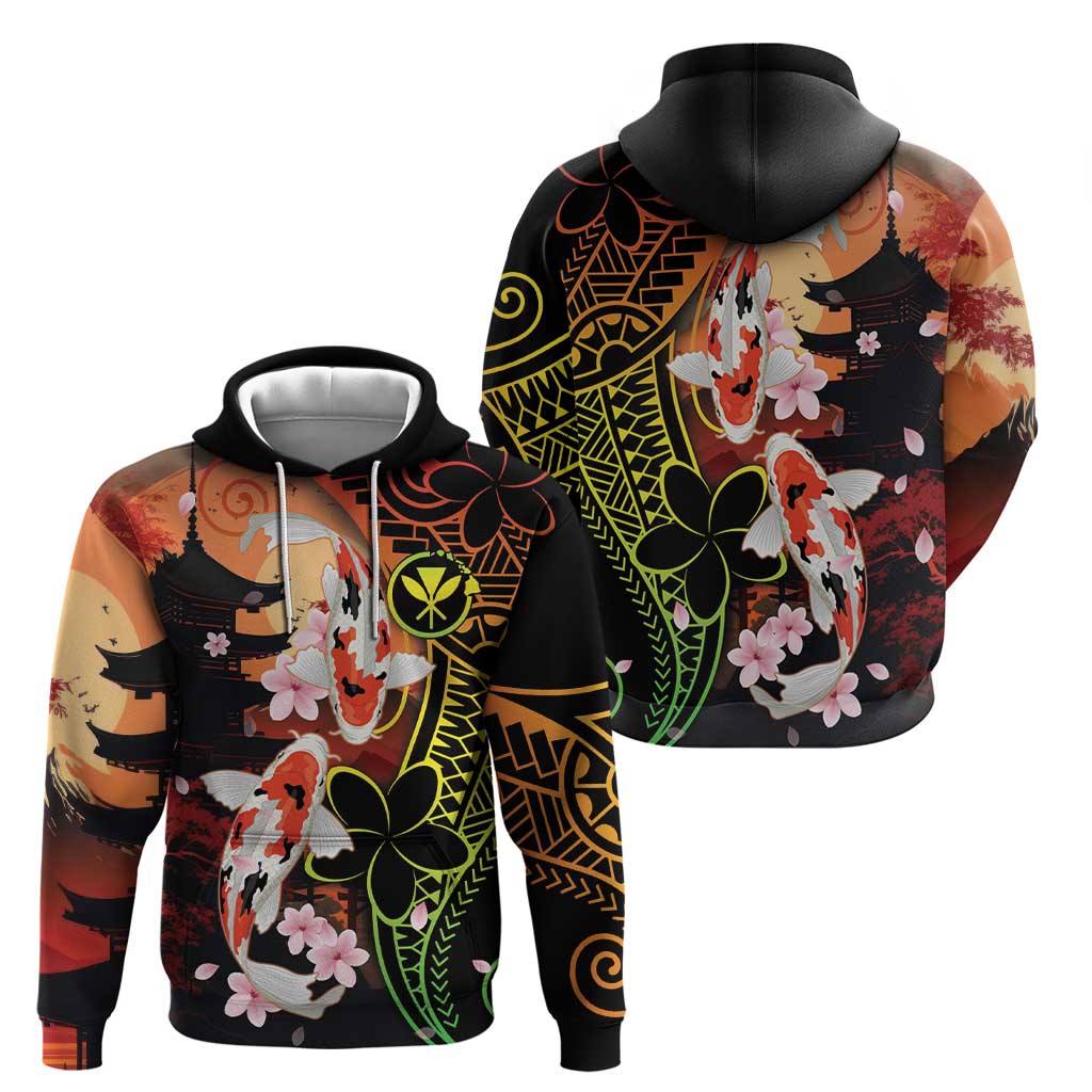 Hawaiian and Japanese Hoodie Koi Fish With Kanaka Polynesian Tattoo - Wonder Print Shop