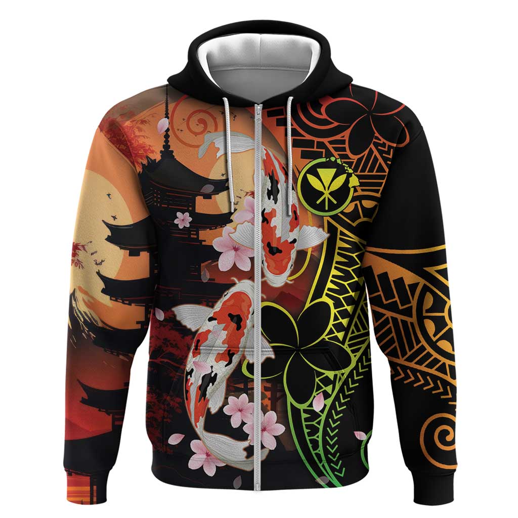 Hawaiian and Japanese Hoodie Koi Fish With Kanaka Polynesian Tattoo - Wonder Print Shop