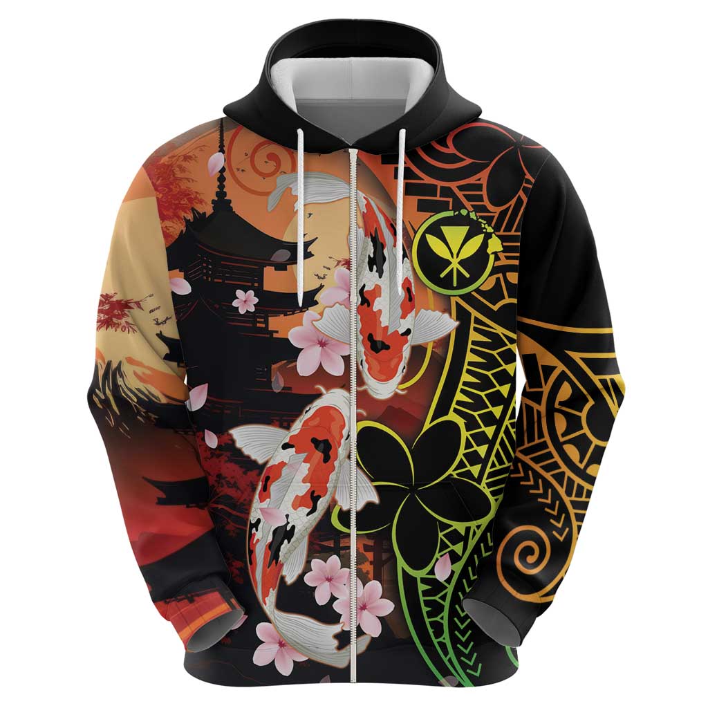 Hawaiian and Japanese Hoodie Koi Fish With Kanaka Polynesian Tattoo - Wonder Print Shop