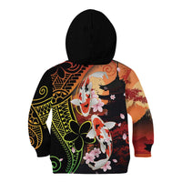 Hawaiian and Japanese Kid Hoodie Koi Fish With Kanaka Polynesian Tattoo - Wonder Print Shop