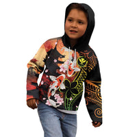 Hawaiian and Japanese Kid Hoodie Koi Fish With Kanaka Polynesian Tattoo - Wonder Print Shop