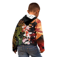 Hawaiian and Japanese Kid Hoodie Koi Fish With Kanaka Polynesian Tattoo - Wonder Print Shop