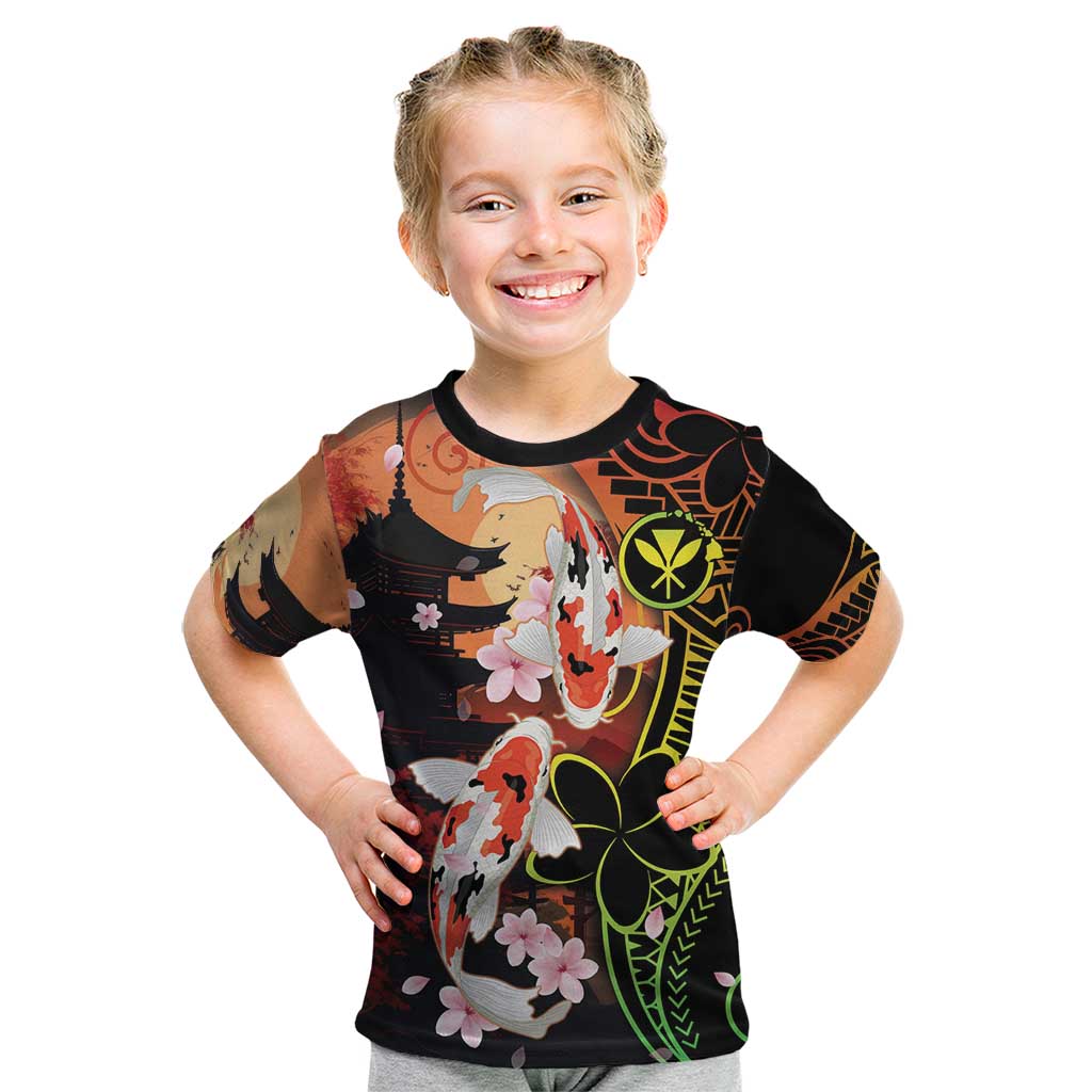 Hawaiian and Japanese Kid T Shirt Koi Fish With Kanaka Polynesian Tattoo - Wonder Print Shop