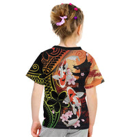 Hawaiian and Japanese Kid T Shirt Koi Fish With Kanaka Polynesian Tattoo - Wonder Print Shop