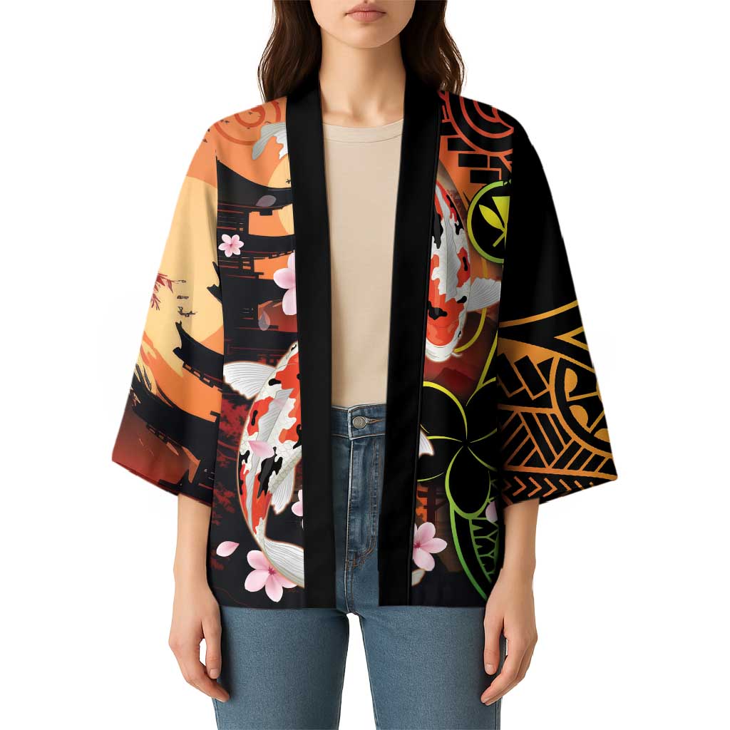 Hawaiian and Japanese Kimono Koi Fish With Kanaka Polynesian Tattoo - Wonder Print Shop