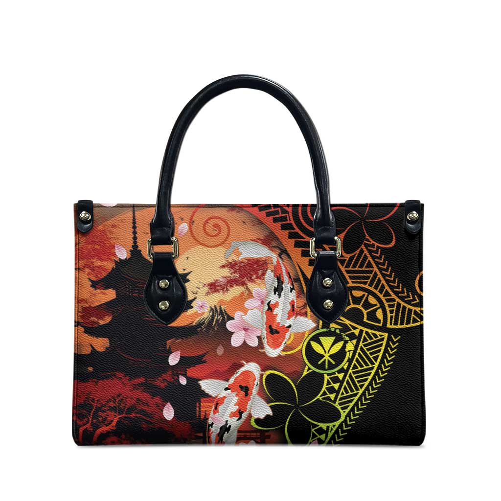 Hawaiian and Japanese Leather Bag Koi Fish With Kanaka Polynesian Tattoo - Wonder Print Shop