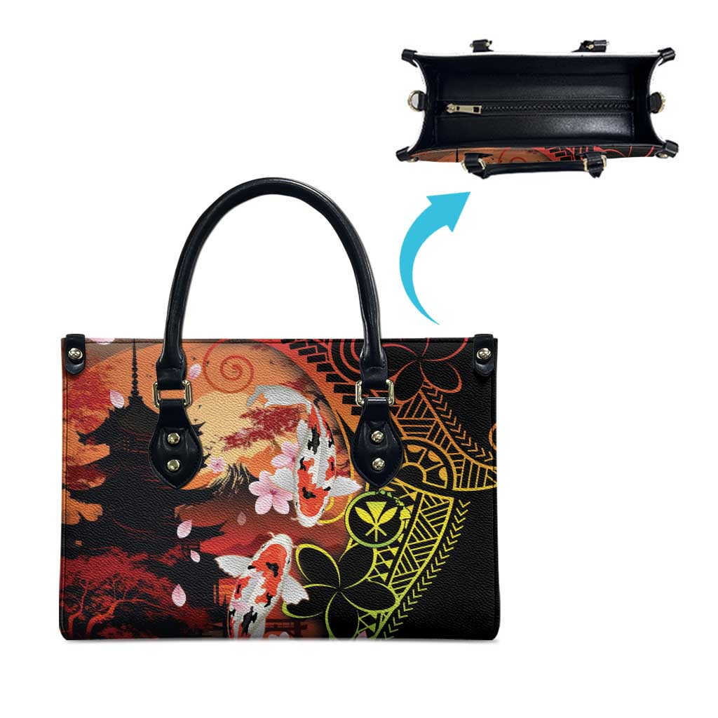 Hawaiian and Japanese Leather Bag Koi Fish With Kanaka Polynesian Tattoo - Wonder Print Shop