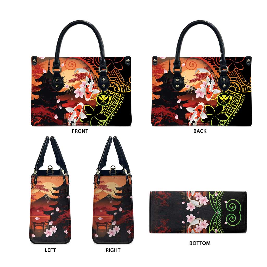 Hawaiian and Japanese Leather Bag Koi Fish With Kanaka Polynesian Tattoo - Wonder Print Shop