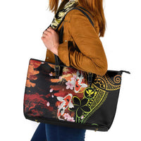 Hawaiian and Japanese Leather Tote Bag Koi Fish With Kanaka Polynesian Tattoo - Wonder Print Shop