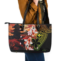 Hawaiian and Japanese Leather Tote Bag Koi Fish With Kanaka Polynesian Tattoo - Wonder Print Shop