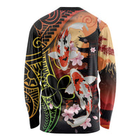 Hawaiian and Japanese Long Sleeve Shirt Koi Fish With Kanaka Polynesian Tattoo - Wonder Print Shop