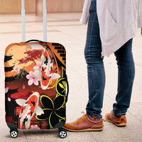 Hawaiian and Japanese Luggage Cover Koi Fish With Kanaka Polynesian Tattoo - Wonder Print Shop