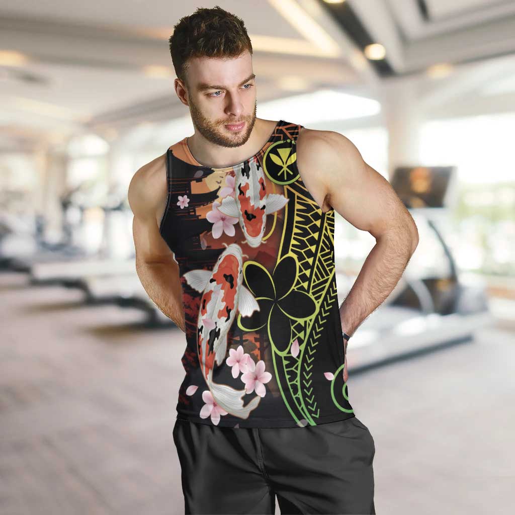 Hawaiian and Japanese Men Tank Top Koi Fish With Kanaka Polynesian Tattoo - Wonder Print Shop
