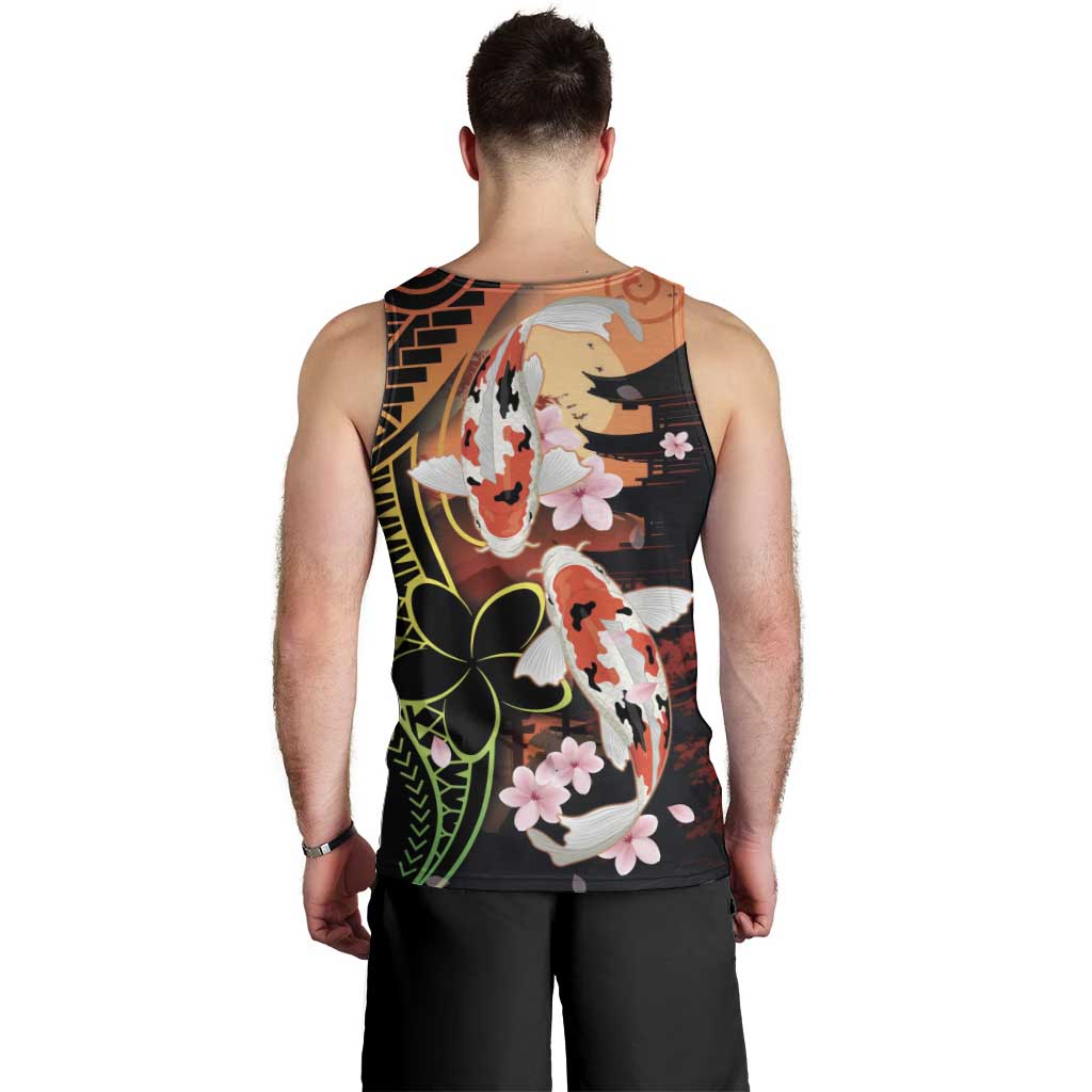 Hawaiian and Japanese Men Tank Top Koi Fish With Kanaka Polynesian Tattoo - Wonder Print Shop