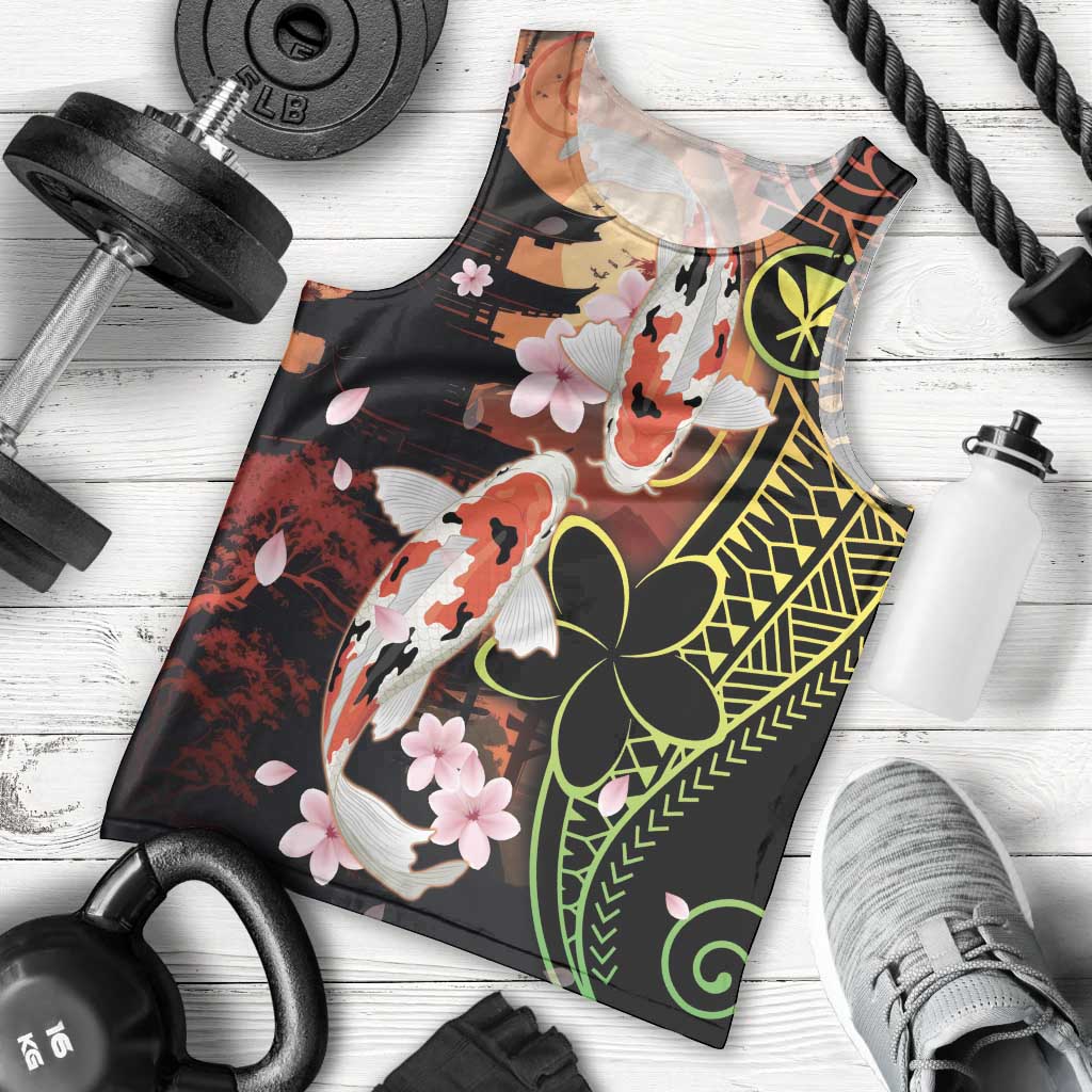 Hawaiian and Japanese Men Tank Top Koi Fish With Kanaka Polynesian Tattoo - Wonder Print Shop