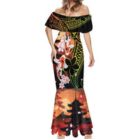 Hawaiian and Japanese Mermaid Dress Koi Fish With Kanaka Polynesian Tattoo - Wonder Print Shop