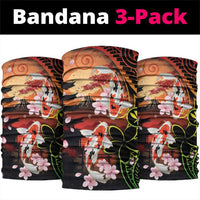 Hawaiian and Japanese Neck Gaiter Koi Fish With Kanaka Polynesian Tattoo - Wonder Print Shop