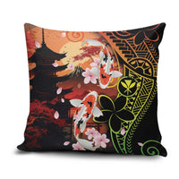 Hawaiian and Japanese Pillow Cover Koi Fish With Kanaka Polynesian Tattoo - Wonder Print Shop