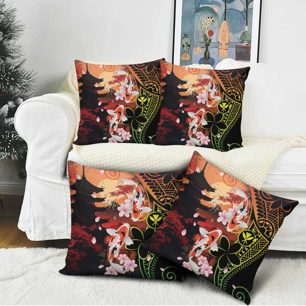 Hawaiian and Japanese Pillow Cover Koi Fish With Kanaka Polynesian Tattoo - Wonder Print Shop