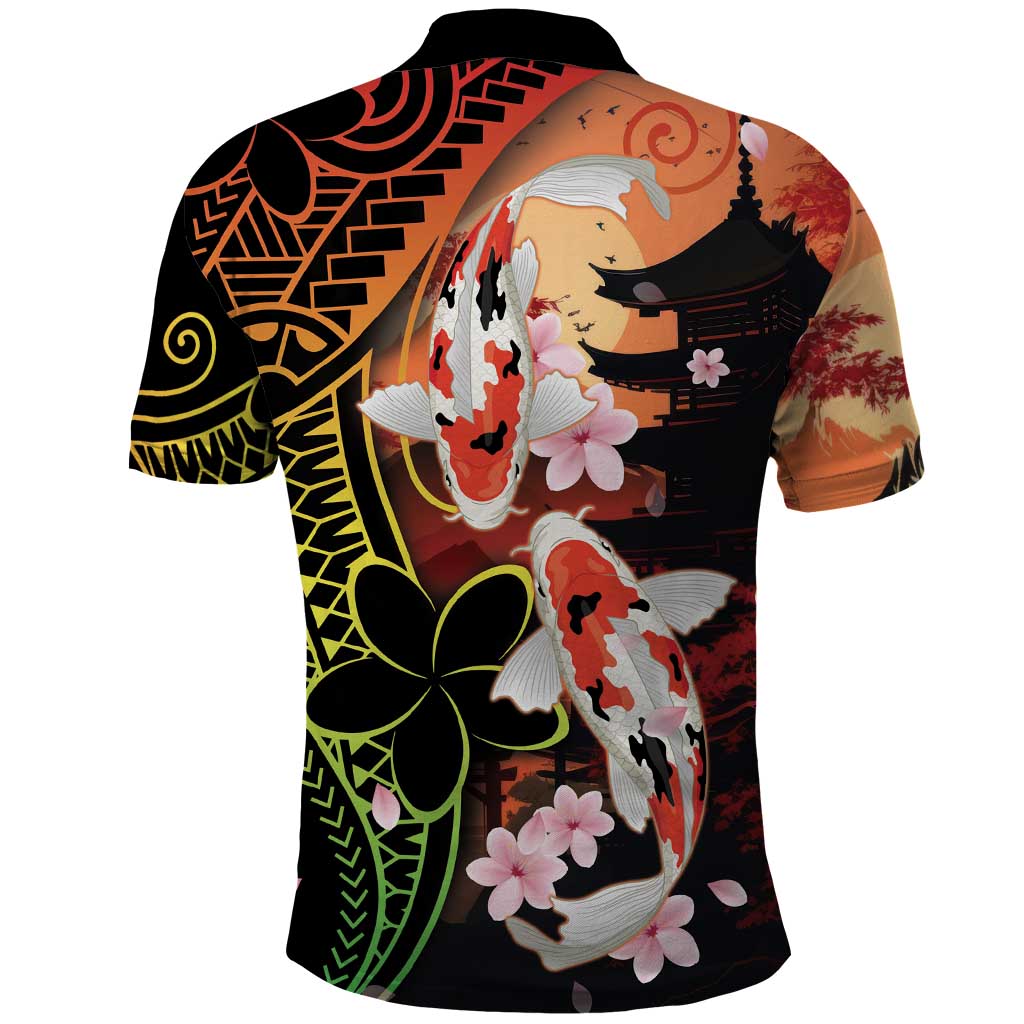 Hawaiian and Japanese Polo Shirt Koi Fish With Kanaka Polynesian Tattoo - Wonder Print Shop