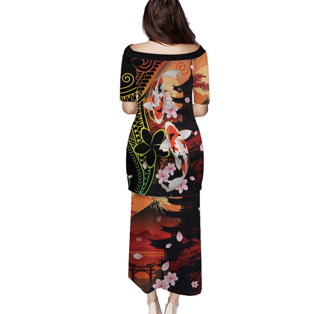 Hawaiian and Japanese Puletasi Koi Fish With Kanaka Polynesian Tattoo - Wonder Print Shop