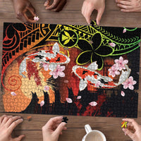 Hawaiian and Japanese Puzzle Koi Fish With Kanaka Polynesian Tattoo - Wonder Print Shop