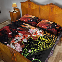 Hawaiian and Japanese Quilt Bed Set Koi Fish With Kanaka Polynesian Tattoo - Wonder Print Shop