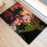 Hawaiian and Japanese Rubber Doormat Koi Fish With Kanaka Polynesian Tattoo - Wonder Print Shop