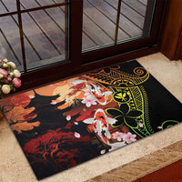 Hawaiian and Japanese Rubber Doormat Koi Fish With Kanaka Polynesian Tattoo - Wonder Print Shop
