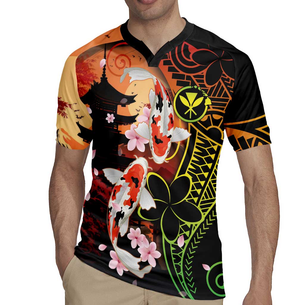 Hawaiian and Japanese Rugby Jersey Koi Fish With Kanaka Polynesian Tattoo - Wonder Print Shop