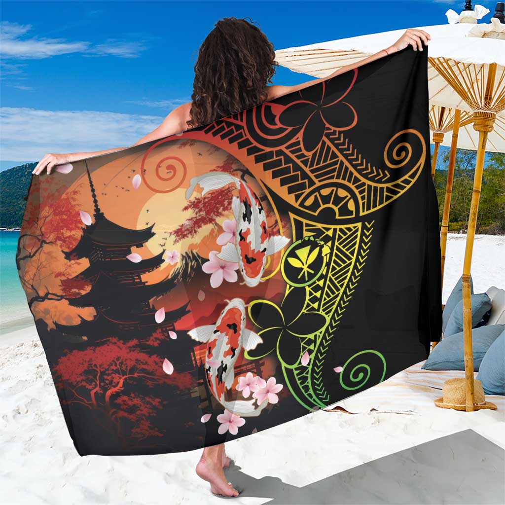 Hawaiian and Japanese Sarong Koi Fish With Kanaka Polynesian Tattoo - Wonder Print Shop
