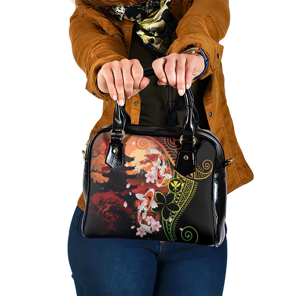 Hawaiian and Japanese Shoulder Handbag Koi Fish With Kanaka Polynesian Tattoo - Wonder Print Shop