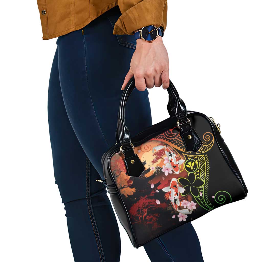Hawaiian and Japanese Shoulder Handbag Koi Fish With Kanaka Polynesian Tattoo - Wonder Print Shop