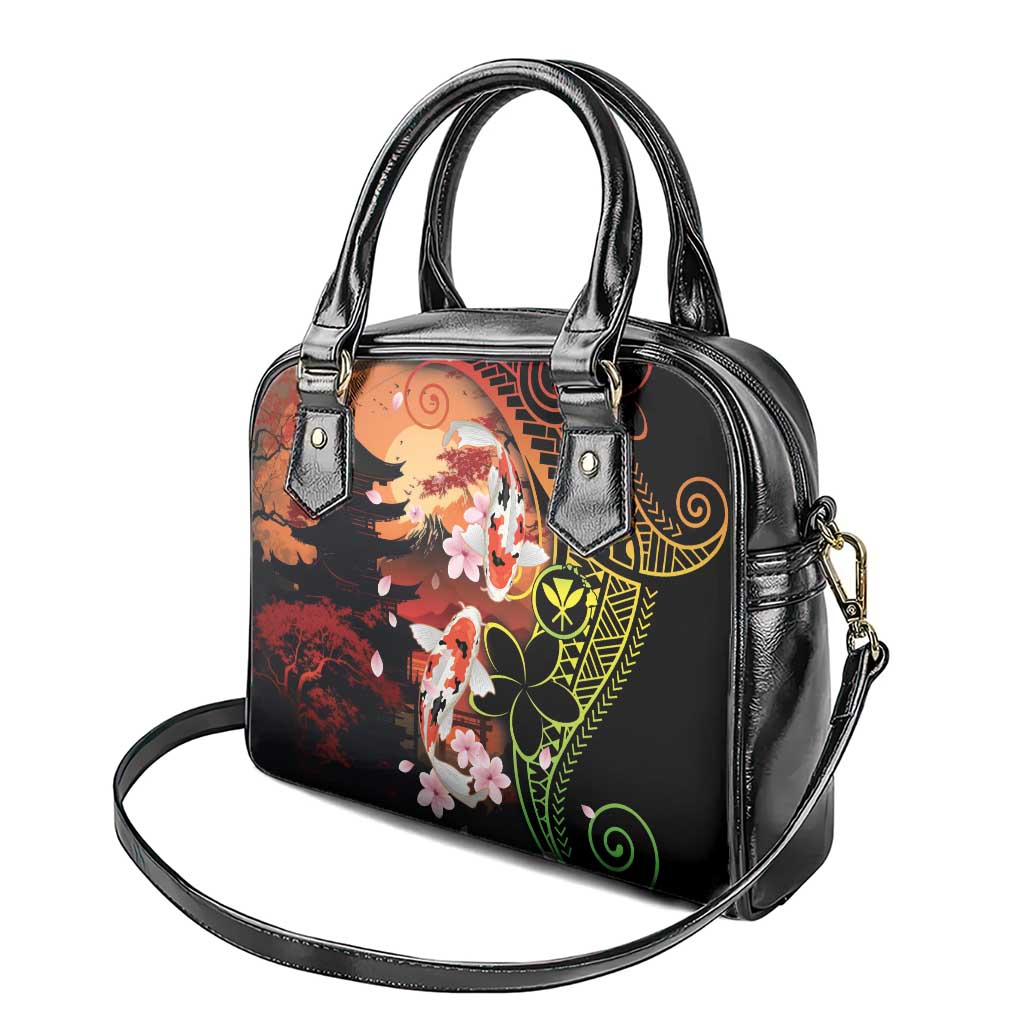 Hawaiian and Japanese Shoulder Handbag Koi Fish With Kanaka Polynesian Tattoo - Wonder Print Shop