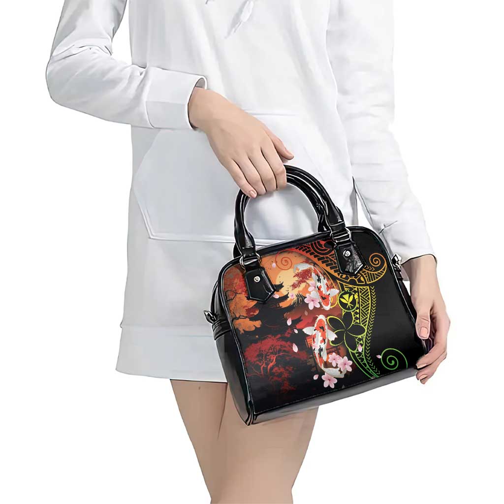 Hawaiian and Japanese Shoulder Handbag Koi Fish With Kanaka Polynesian Tattoo - Wonder Print Shop