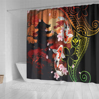 Hawaiian and Japanese Shower Curtain Koi Fish With Kanaka Polynesian Tattoo - Wonder Print Shop