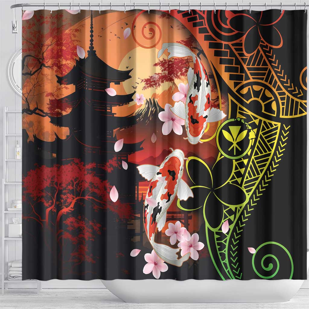Hawaiian and Japanese Shower Curtain Koi Fish With Kanaka Polynesian Tattoo - Wonder Print Shop