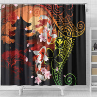 Hawaiian and Japanese Shower Curtain Koi Fish With Kanaka Polynesian Tattoo - Wonder Print Shop